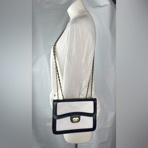 RARE Vintage 80s Stuart Weitzman Spain Leather Gold Twist Chain Crossbody Bag